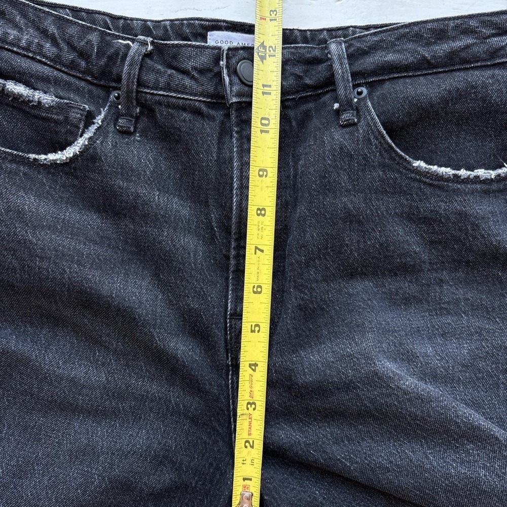 Good American Bermuda Womens 6/28 Shorts Black Raw Hem High Rise Distressed - Picture 5 of 6